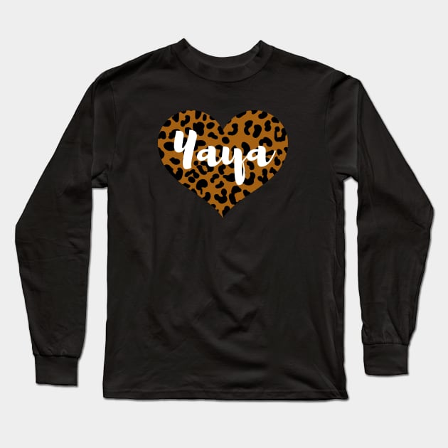 Cute Leopard Print Yaya Heart Long Sleeve T-Shirt by Hello Sunshine